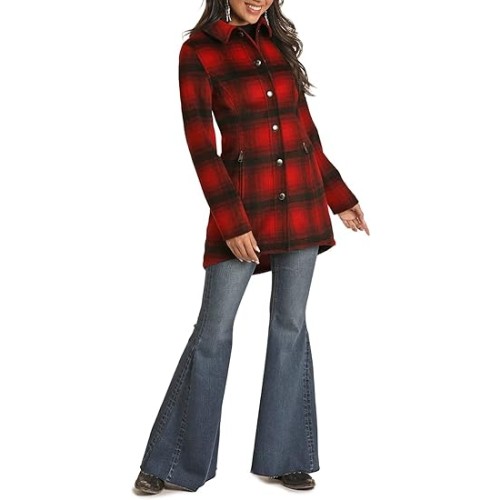 Ladies-Red-Long-Sleeve-Wool-Coat