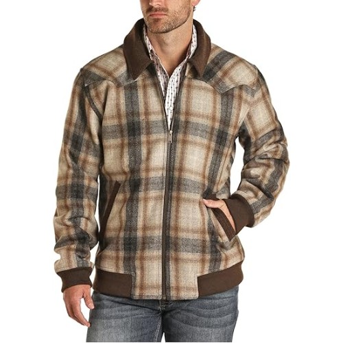 Mens-Brown-Plaid-Jacket