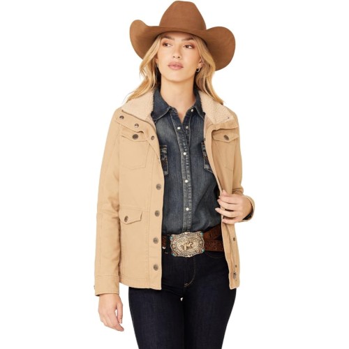 Womens-Olive-Brushed-Canvas-Performance-Snap-Front